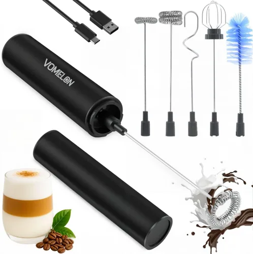 Vista 11 de Espumador de leche recargable de mano, espumador eléctrico de mano, mezclador de bebidas para café, lattes, capuchino y huevo, acero inoxidable