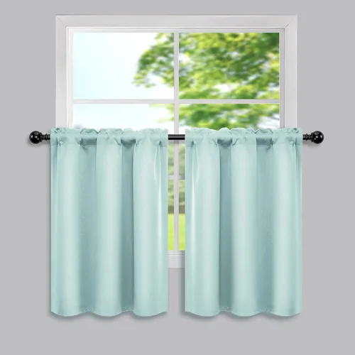 Vista 24 de Mrs.Naturall - Cortinas opacas cortas beige para ventanas pequeñas de 18x24 pulgadas de largo