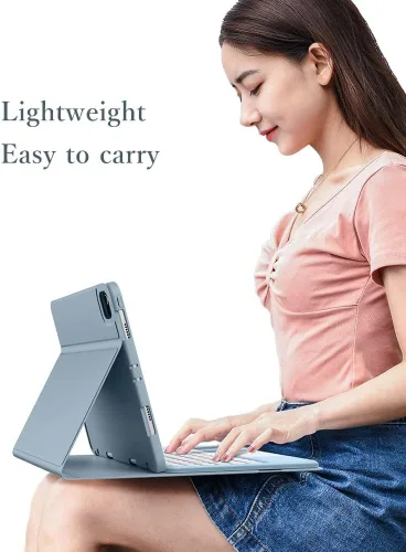 Vista 6 de Funda de Teclado Táctil para Galaxy Tab S6 Lite 10.4 pulgadas 2024/2022/2020 Funda de Teclado con Touchpad Teclado Desmontable Teclas Redondas