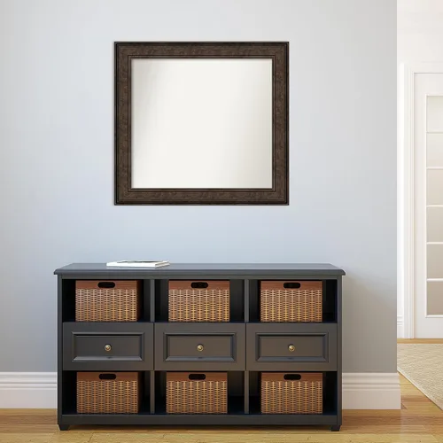 Vista 11 de Amanti Art Espejo de pared personalizado no biselado (25 x 25 pulgadas), marco de bronce acentuado, varios tamaños personalizados, espejo de baño