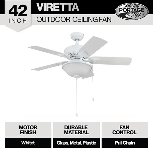 Vista 2 de Portage Bay 51448 Viretta Ventilador de techo, 42, blanco