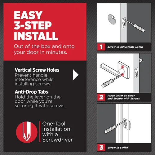 Vista 3 de Kwikset Tustin - Manija de puerta de entrada con cerradura y llave, palanca exterior reversible con cerradura segura, para entrada principal