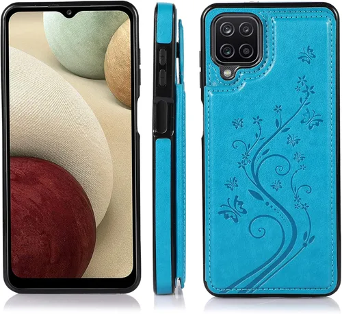 Vista 3 de Asuwish Funda de teléfono para Samsung Galaxy A12 con protector de pantalla de vidrio templado, tarjetero con soporte para tarjetero, soporte