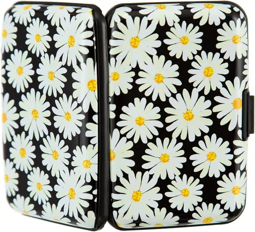 Vista 8 de Soporte para tarjetas de crédito, cartera de metal para tarjetas de bloqueo RFID, mini funda rígida de aluminio delgada para tarjetas de negocios