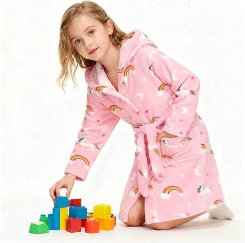 Vista 189 de E.W Apparel Bata de baño de forro polar con capucha para niños, bata suave y mullida para niños pequeños