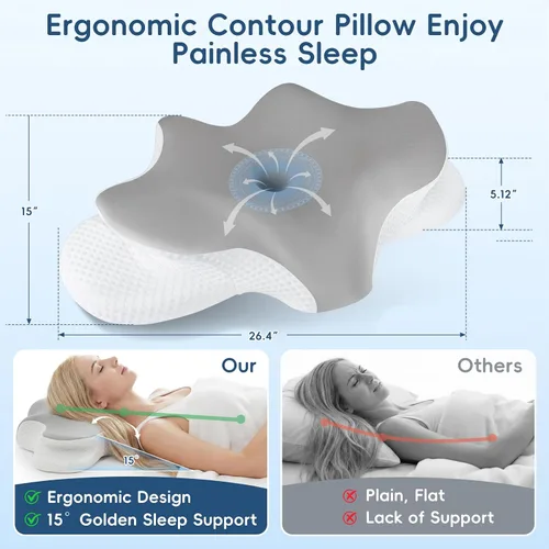 Vista 4 de Almohada cervical para dormir, almohada ergonómica para el cuello