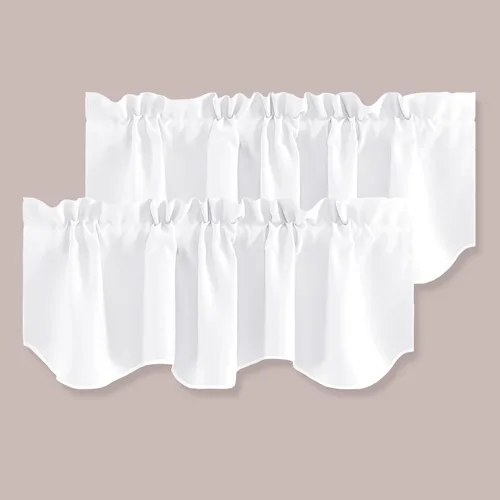 Vista 11 de H.VERSAILTEX - Cenefa de cortina opaca para ventanas de cocina, sala de estar/baño, para protección de la privacidad y decoración, con bolsillo