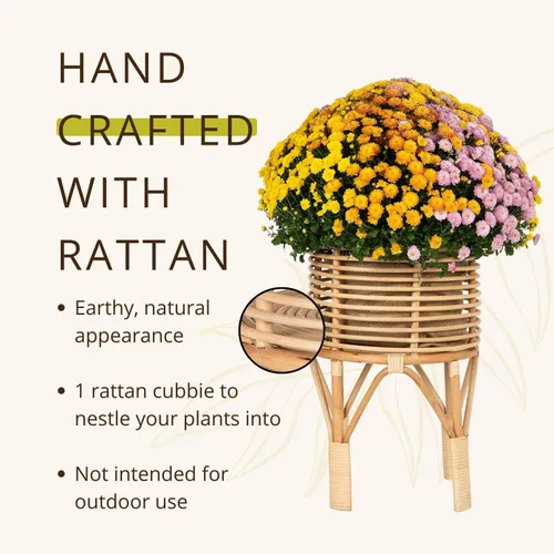 Vista 4 de KOUBOO Soporte para plantas de interior de ratán, pequeño, maceta natural marrón