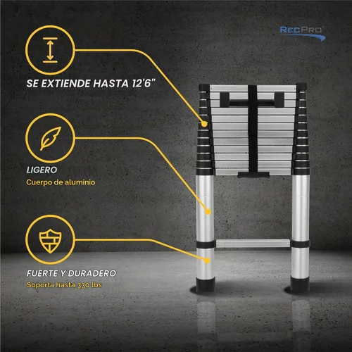 Vista 3 de RecPro Escalera telescópica RV de 12.5 pies compatible con unidades preparadas Lippert On-The-Go