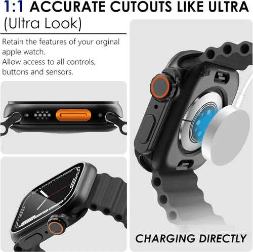 Vista 4 de Ultra Look - FULLIFE 2 en 1 compatible con Apple Watch Series 11/10 de 1.654 pulgadas, protector de pantalla impermeable, frente y trasera