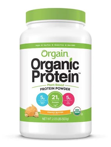 Vista 2 de Orgain Polvo de proteína vegana orgánica (mantequilla de maní) Polvo de verduras orgánicas (+50 superalimentos) Paquete