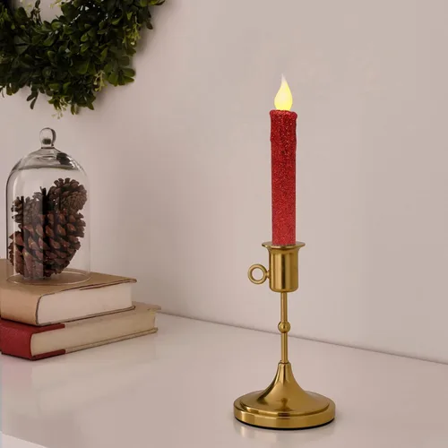 Vista 3 de CVHOMEDECO. Velas LED sin llama con purpurina parpadeantes que funcionan con pilas, con temporizador para el hogar, boda, Halloween, decoración