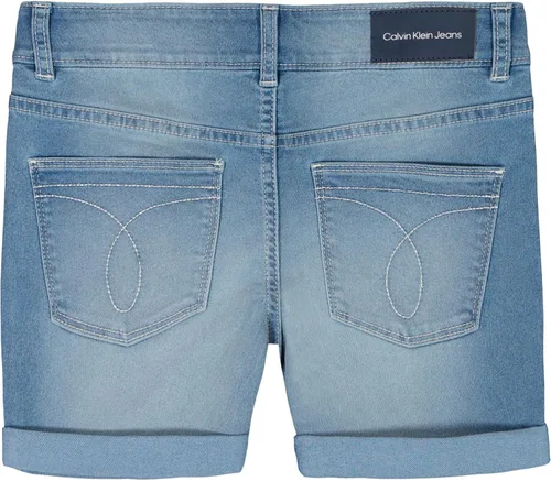 Vista 2 de Calvin Klein Pantalones cortos de mezclilla elásticos para niña