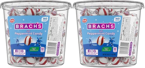 Vista 9 de Brach's Bobs Sweet Stripes - Caramelo suave de menta, 160 piezas envueltas individualmente, tarro de 28 onzas