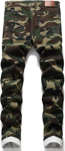 Vista 2 de RXXKKK Jeans flexibles clásicos con cremallera para hombre