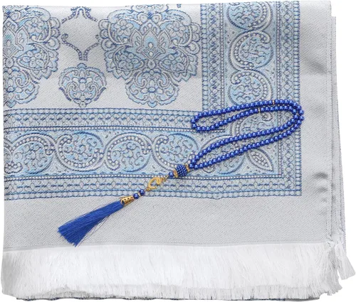 Vista 3 de Alfombra de oración musulmana y cuentas con bolsa portátil, regalos musulmanes para mujeres y hombres, Janamaz, Sajadah, juego de regalos del islam