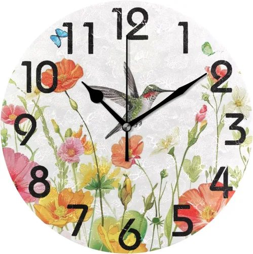 Vista 13 de Naanle Reloj de pared redondo con estampado de perlas grandes, diseño de concha de playa de verano 3D, elegante, decorativo, de 9.5 pulgadas