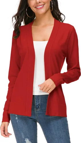 Vista 9 de Urban CoCo Chaqueta de punto de manga larga con frente abierto para mujer Negro