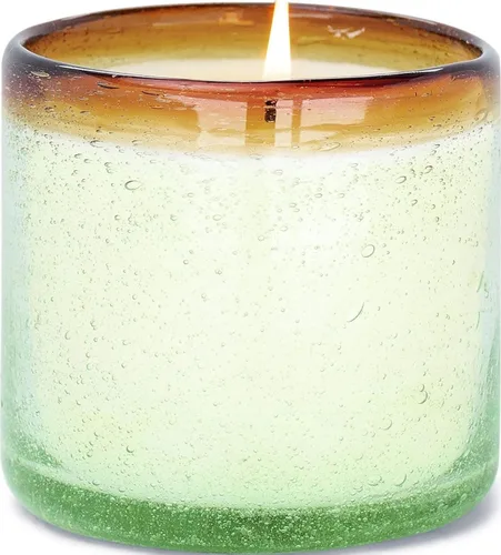Vista 9 de Paddywax La Playa, Vela perfumada de agave azul salado en vidrio de burbujas soplado a mano reutilizable, vela de cera de soja con aproximadamente