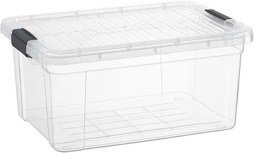 Vista 22 de Superio Contenedor de plástico transparente de 7.4 cuartos con tapa, no tóxico, sin BPA, sin olor, caja de almacenamiento organizadora, recipiente