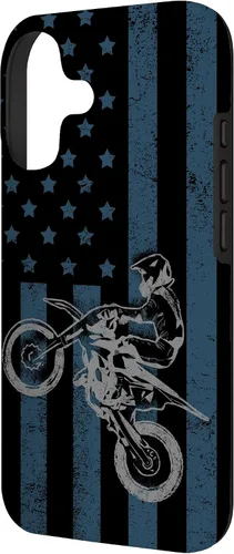 Vista 2 de Dirt Bike US Flag Vintage Motocross Racing Case for iPhone 17
