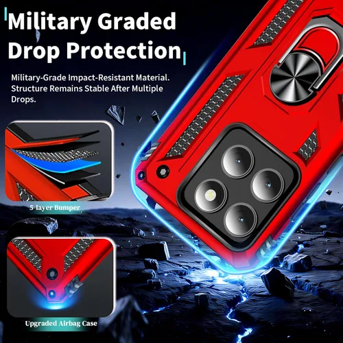 Vista 3 de HNHYGETE Funda para Motorola Edge 2025 con protector de pantalla: soporte giratorio de grado 360° (antideslizante) protección contra caídas y golpes