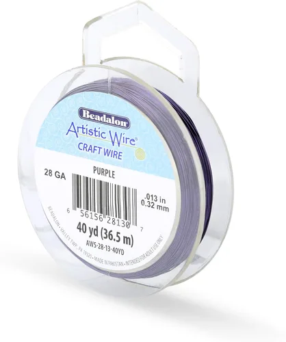 Vista 120 de Artistic Wire, Alambre de cobre de color chapado en plata de calibre 18, resistente al deslustre, amatista, 20 pies