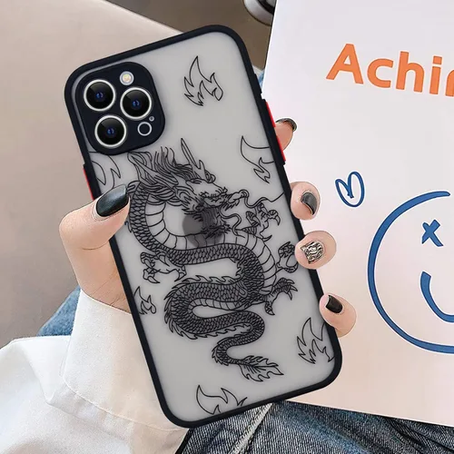 Vista 2 de Funda compatible con iPhone 15 Pro, diseño moderno de dragón 3D con diseño de animal de dragón esmerilado, parte trasera de policarbonato duro