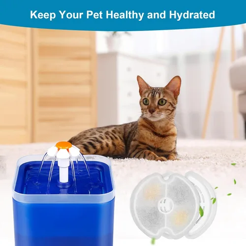 Vista 6 de Paquete de 8 filtros de repuesto para fuente de agua de acero inoxidable de 84 oz/2.5L y Neverland Cat con luz nocturna LED