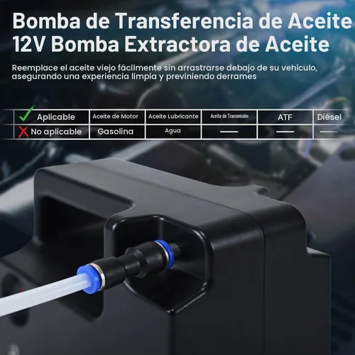Vista 5 de Bomba de transferencia de aceite 12V Bomba extractora de aceite para cambio de aceite del motor, bomba de transferencia de fluido autocebante
