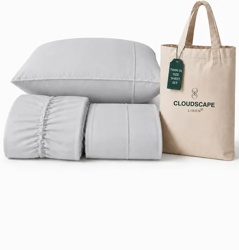 Vista 44 de CLOUDSCAPE LINEN 400TC 100% Egyptian Cotton Luxury Twin Bed Sheets - White