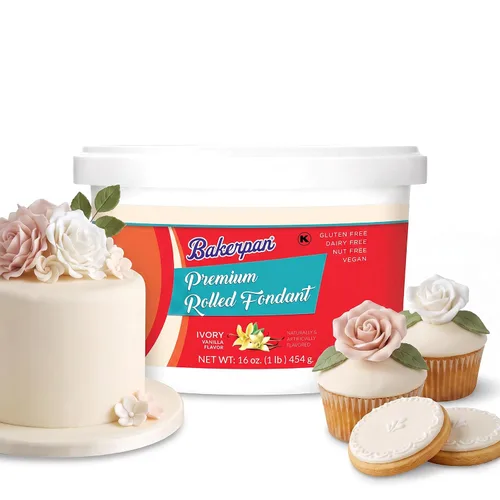 Vista 8 de Bakerpan Fondant negro enrollado prémium para decoración de pasteles, 1 libra, sabor vainilla
