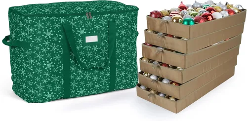 Vista 97 de Covermates Keepsakes Bolsa de almacenamiento ajustable para adornos, con asas de transporte, protección acolchada, ruedas dobles, almacenamiento
