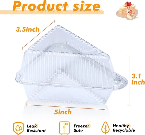 Vista 2 de 300 recipientes de plástico transparentes para tartas con tapas de 4 pulgadas con tapa con bisagras para pastel de queso, para embalaje para llevar