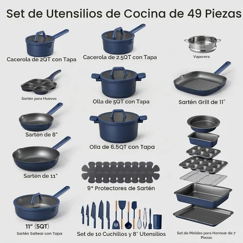 Vista 2 de CAROTE 49pcs Pots and Pans Set, Nonstick Cookware Set with Bakeware