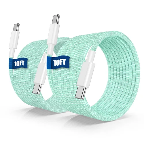 Vista 8 de Cable de carga rápida USB C a C de 10 pies, 60 W de carga rápida tipo C a C, cable de carga para Apple iPhone Duo/18 Pro 17 Pro Max/17 Air/16 Pro/15