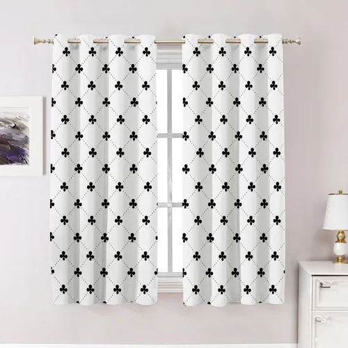 Vista 51 de Cortinas opacas de poliéster multicapa para cafetería, con diseño de diamantes, 2 unidades, 26 x 24 pulgadas