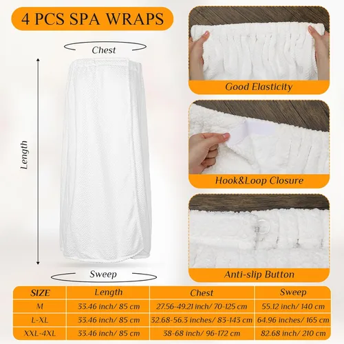 Vista 42 de 4 toallas envolventes para mujer, bata de spa con cierre ajustable, parte superior elástica, envoltura ligera para baño y ducha