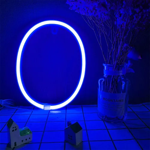 Vista 14 de ENUOLI Letrero de neón azul con letras LED USB/luces alimentadas por batería, letrero alfabético, marquesina, letra, decoración, luces nocturnas