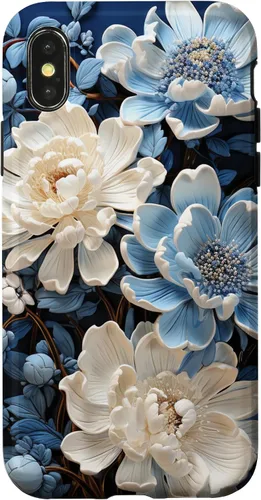 Vista 5 de iPhone 16 Chinoiserie Floral Toile Blue and White Case