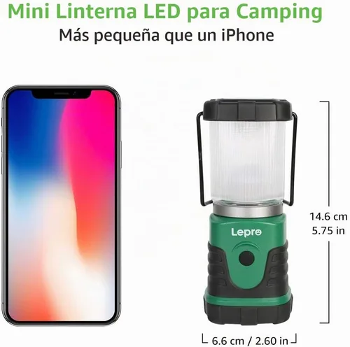 Vista 5 de Lepro Linterna LED para campamento, mini linterna de campamento, 350 lúmenes, 4 modos de luz, 3 pilas AA, linterna para el hogar, jardín