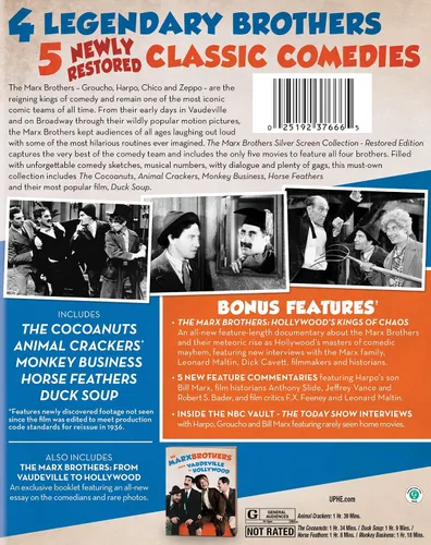 Vista 3 de The Marx Brothers Silver Screen Collection (The Cocoanuts Animal Crackers Monkey Business Horse Feathers Duck Soup) Blu-ray