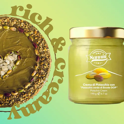Vista 7 de Sanniti Marullo Crema de pistacho siciliano para untar de pistacho verde di Bronte DOP, 6.7 oz