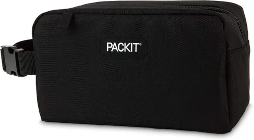 Vista 2 de PackIt Caja de aperitivos congelable, color negro, fabricada con tecnología EcoFreeze, plegable, reutilizable, cierre de cremallera con asa