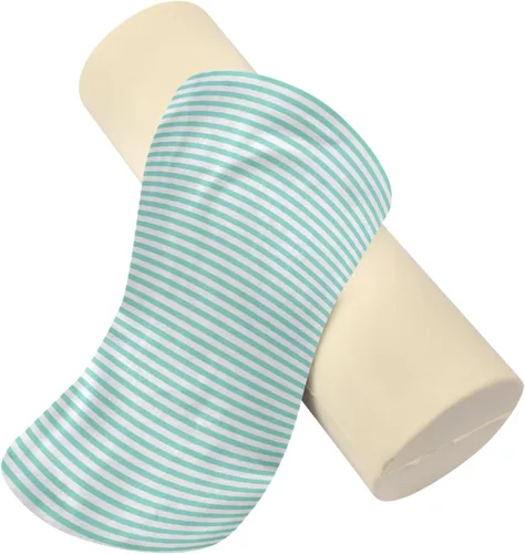 Vista 2 de Qilmy Blue White Stripes Neck Roll Pillow, Memory Foam Round Pillow Cylinder Bolster Pillow for Sleeping, Cervical Roll Pillows for Pain Relief