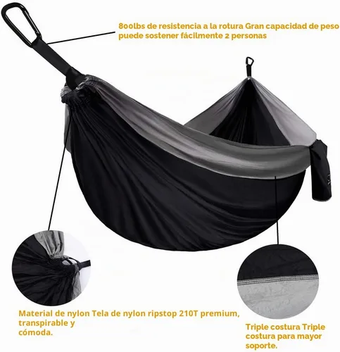 Vista 3 de Gold Armour Hamaca de camping – Hamaca doble XL, hamaca portátil, accesorios de camping, equipo para exteriores e interiores con correas de árbol