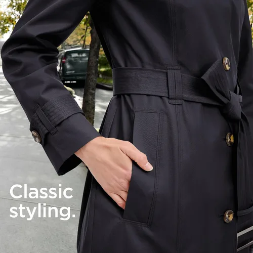 Vista 4 de LONDON FOG womens Single Breasted Long Trench Coat With Epaulettes and Belt