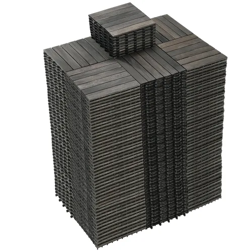 Vista 34 de PrimeZone - 9 azulejos entrelazados de madera de acacia sólida para terraza, patio, 12 x 12 pulgadas, impermeables, para interiores y exteriores