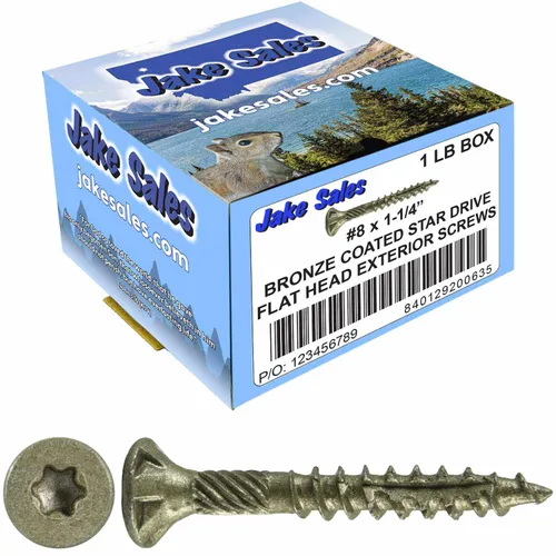 Vista 255 de 8 x 1 revestimiento exterior recubierto de bronce, tornillo de madera multiusos compatible con ACQ, cabeza plana Torx/Star Drive de 1 libra, 288
