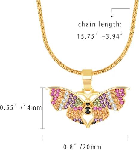 Vista 3 de BZEBI - Collares de mariposa para mujeres y niñas, delicados, chapados en oro de 14 quilates, circonita cúbica, joyería de Navidad, día de Acción